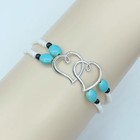 Elastic Beaded Ankle Bracelet For Women Double Hollow Hearts Stretch Anklet Doub