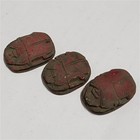 Handmade Egyptian Scarab Stone Carvings  Red Vintage Style Collectible Set