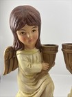 Vtg Colonial Candle 2 Angel Japan Gold Wings Candelabra Candle Holders Set  read