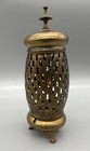 Vintage Indian Pierced Brass Lantern Incense Burner Footed Lidded Made In India