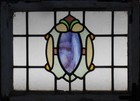 Pretty Symmetrical Midsize English Leaded Stained Glass Window 25 3 4  X18 1 2 