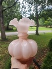 Fenton Pink Ruffled Edge Melon Vase Unmarked 7 75  No Damage 