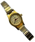 Vintage Armitron Petit Women   s Watch Gold Tone Stretch Link Band 