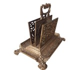 Antique Victorian Brass Letter Holder Desk Caddy Ornate Scroll Design   Handle