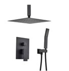 Single Handle 2-spray Ceiling Mount 16  Shower Faucet High Pressure -matte Black