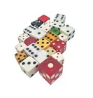 Lot Of 23 Vtg Dice Game Pieces Lucite Bakelite Random Sizes Colors Leather Pouch