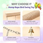 Parrot Swing Chew Toy Set  Natural Wood Bird Perch Swing With Hemp Rope Color