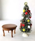 Dollhouse Miniature Christmas Tree 1 12 Artisan Ooak 6 5  Tall Pompons Bows