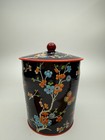Vintage Daher Lithographed Tin Canister Made In England Floral Butterfly Design