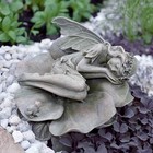 Garden Fairy Statue garden Sleeping Angel On Lotus Leaf With Bird Feeder