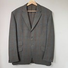 Lew Rose Suit Grey Check Wool Tailored Jacket Trousers 42l 32w Classic Vintage