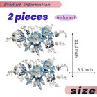 2 Pcs Flower Fabric Beaded Pearl Lace Applique  3d Embroidered Patch For Dres   
