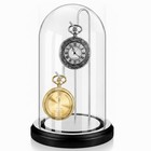 Pocket Watch Display Case - 4x7  Glass Dome Cloche  Wooden Base Holder For Colle