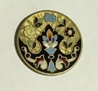 Antique French Enamel Large 1 1 4    Multicolored Guilloche   Champleve