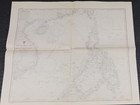 1944 South China Sea Borneo Tiawan Philippine Islands 35 x42  Map Hydrographic