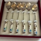 Korean Silver And Enamel Spoon Set  Set Of 6 Vintage Spoons 