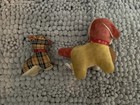 2 Scarce Vintage 1950 s Puppy Pin Cushions With Tongue Tape Measures Plus   