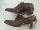 Women s Antique Victorian Edwardian Witchy Lace Up Leather Shoes Stacked Heel