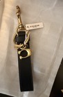 Coach Loop Bag Charm With Key Chain key Ring In Leather brass black Cx204 Nwt