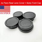 4 X Pairs Rear Lens Cover   Camera Body Front Cap For Canon Eos Ef Dslr Slr Lens
