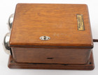 Antique Wooden Westen Electric Telephone Bell Ringer Box With Hand Set