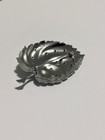Theda Sterling Silver 925 Leaf Brooch Pin Rhinestones Signed Vintage