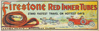 Firestone Tires Red Inner Tube Banner Vintage Style Gas Station Sign 4 Man Cave