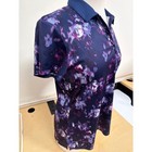 Callaway Women Purple Navy Floral Opti-dri Golf Polo Shirt Large