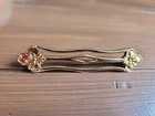 Vintage Art Deco Style Gold Tone Flower Floral Bar Brooch Pin