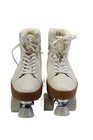 Bottega Veneta Womens Leather Textured Lined Lace Up Roller Skates Cream Size Eu