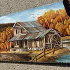 Vtg Saw Blade Hand Painted Folk Art Warranted Superior Barn Wagon Jan Perdew