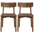Set Of 2 Mid Century Modern Walnut Dining Chairs  Solid Wood  Comfortable