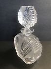 Art Deco Perfume Bottle clear Glass czechoslovakia C1940 heavy Crystal frosted