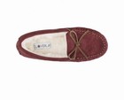 Cloverlay Women s Burgundy Suede Moccasin Slippers Faux Fur Lined Bow Accent