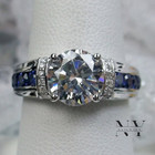 Moissanite Cocktail Engagement Ring Solid 14k White Gold 3ct Excellent Round Cut