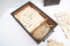 Atq Mah Jongg Set Bone Bamboo Rare Hand Carved Mahjong Thick Tiles Wood Case 
