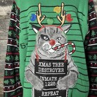 Blizzard Bay Men   s Large Ugly Cat Christmas Sweater Tree Destroyer Textured