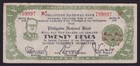 1942 Philippines 20 Pesos Iloilo Pnb Wwii Guerilla Fancy S n Circulating Note