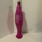 Fuchsia Colored Glass Fish Bottle 15    Tall