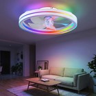 19 In Smart Rgb Ceiling Fan With Light White Flush Mount Remote App Control Kit
