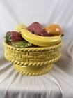 Vintage Ceramic Fruit Basket Pedestal Centerpiece Yellow 8    Mid Century Decor