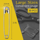 30 Pack Extra Large Safety Pins 3 Inch - Safety Pins For Sewing  Durable