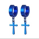Stainless Steel Cross Hoop Dangle Earrings Multicolor For Men Punk Style
