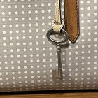 Fossil Polka Dot Women   s Satchel Purse Leather Trim Faux Leather Missing Strap