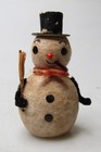 Vintage Batting Spun Cotton Snowman W Broom Cigar Christmas Ornament Japan
