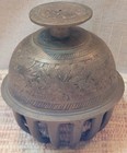 Vintage Gorgeous Solid Brass Claw Bell  Ornate Floral Design  Nice Chime Sound