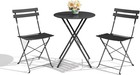 3pcs Bistro Furniture Set Garden Folding Table Chairs Outdoor Patio Steel Frame