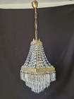 Antique Vintage Brass   Crystals French Empire Chandelier Ceiling Lamp Light