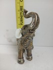 Ornate Elephant Statue Figurine Trunk Up Good Luck Bronze Silver Amber Mosaic 9