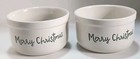 Merry Christmas White   Green Ceramic Ramekin Small Bowls Holiday Set Of 2  rv2 